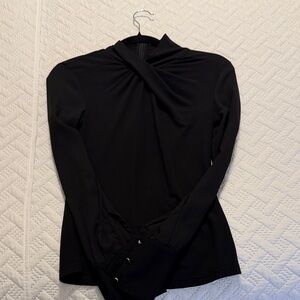 Karen Millen Black Twist-Neck Long Sleeve Top